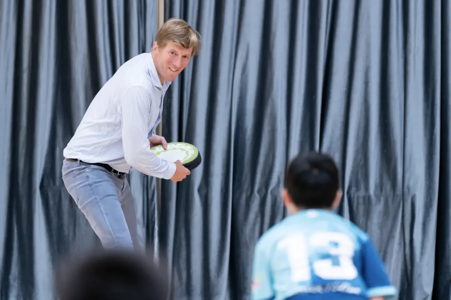 Adult and kid playing games