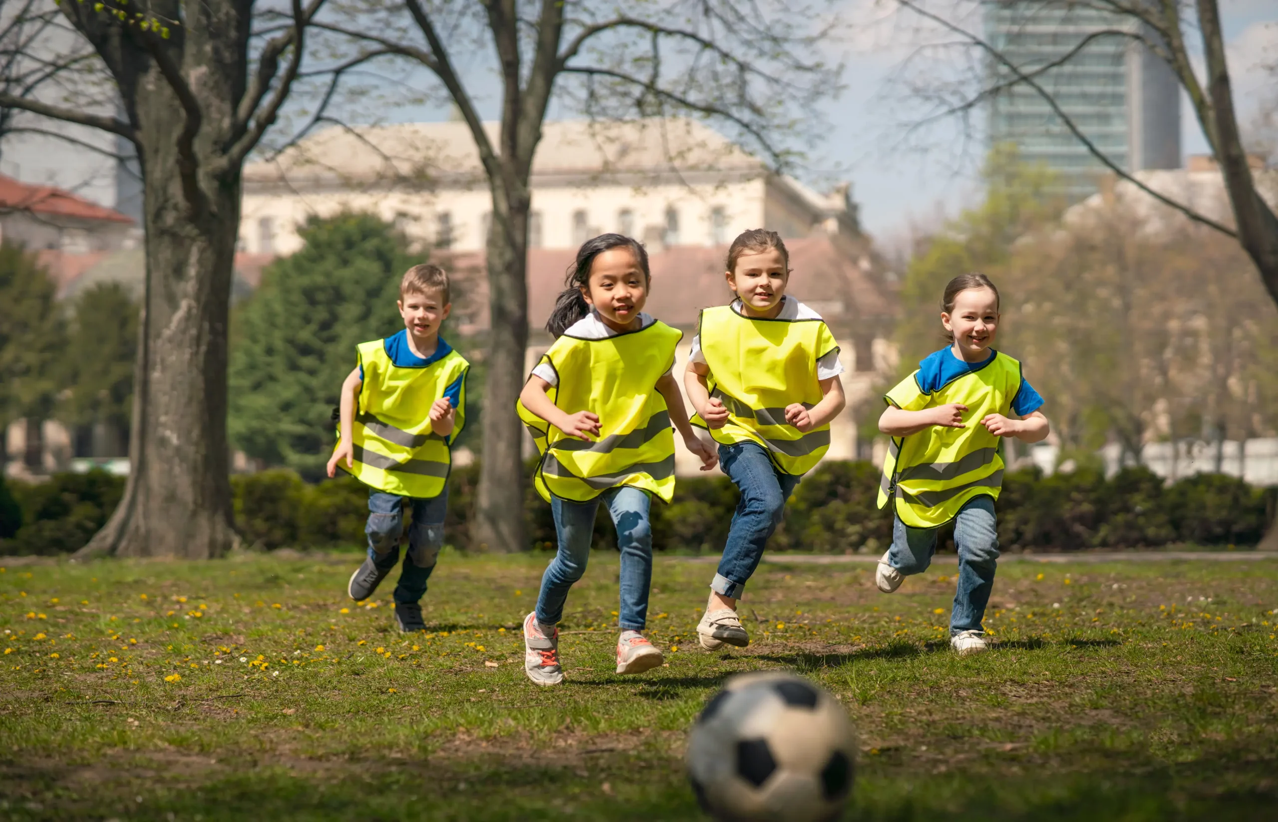 Children playing football